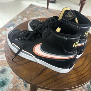 Nike Black and Peach High-Top Sneakers